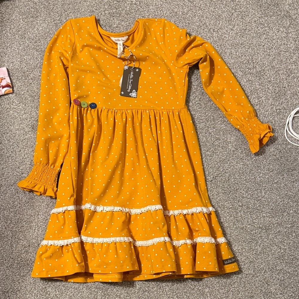 Matilda Jane Mustard Yellow Dot Long-Sleeve Dress
